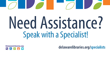 Multi-color shapes across the top in library colors of purple, green, orange, and blue with Need Assistance in black text.